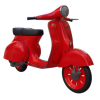 3d render red scooter with transparent background png
