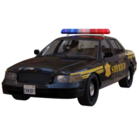 3d render sheriff car with transparent background png