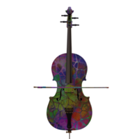 3d render e cello violin colors with transparent background png