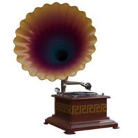 3d render gramophone colors with transparent background png