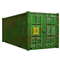 3d render green container with transparent background png