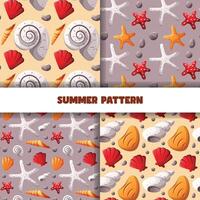 summer sea shell pattern collection vector