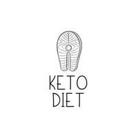 Friendly keto icon with salmon. Hand-drawn style For keto advertising or blog, or lipid-friendly packaging vector