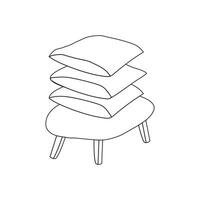 Simple linear icon of an ottoman with pillows vector