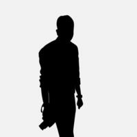 A smart boy standing for a photograph with a DSLR camera , EPS template , Photography Day vector