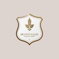 Branch with leaves and shield logo design template. r illustration. vector