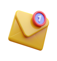 Mail with Notification 3d Render png