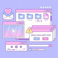 cute set of i miss you theme interface template design vector