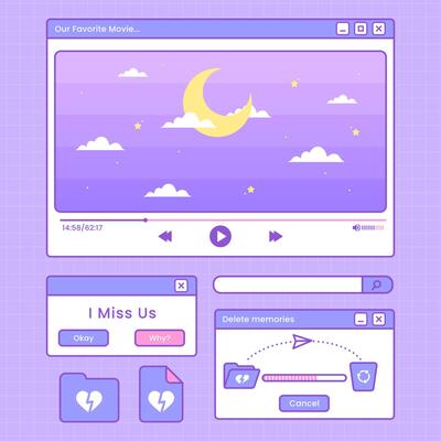cute set of broken heart theme interface template design
