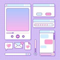 cute set of pastel color interface template design vector