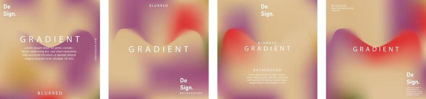 gradient mesh summer vibes background set. Square colorful templates for posts, banners and posters. vector