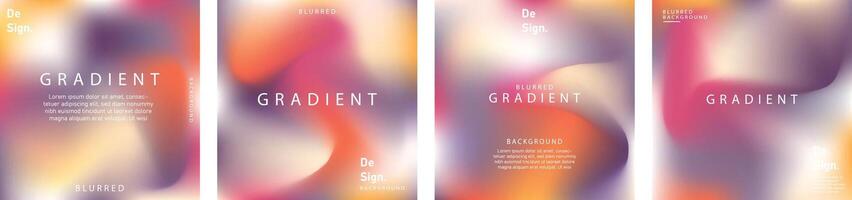 gradient mesh summer vibes background set. Square colorful templates for posts, banners and posters. vector