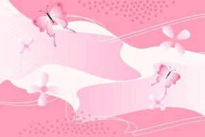 abstract background with pink gradient colors and butterflies vector
