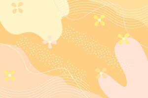 abstract background of wavy lines and flowers with orange color gradations vector