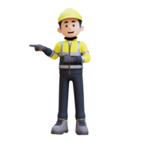 3D Construction Worker Character Pointing to the Right Pose png