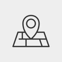 Flat location icon, map icon. Map with a pin isolated on white vector