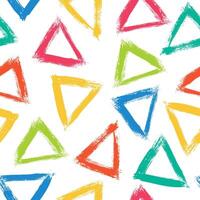 Hand drawn ink triangles seamless pattern. Trendy colorful doodles and brush marks. Simple abstract background. Great for textile, fabric, wallpaper, wrapping, scrapbook and packaging vector