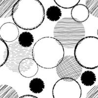 Abstract geometric seamless pattern with textured circles. Repeat geometry brush strokes texture. Great for textile, fabric, wallpaper, wrapping, scrapbook and packaging vector
