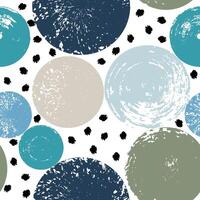 Hand drawn thick ink circles and dots seamless pattern. Trendy monochrome doodles and brush marks. Simple abstract background. Great for textile, fabric, wallpaper, wrapping, scrapbook and packaging vector