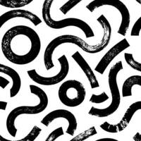Wavy and swirled bold brush strokes seamless pattern. Hand drawn geometric pattern with curved bold lines and circles. Modern print for textile, fabric, wallpaper, wrapping, scrapbook and packaging vector