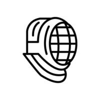 fencing helmet, line icon, isolated background vector