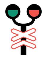 Railway semaphore icon with prohibiting signs. railroad traffic lights. Rail way stop clipart isolated on white background vector