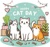 Cat Day Event Art Illustration vector