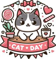 Cat Day Event Art Illustration vector