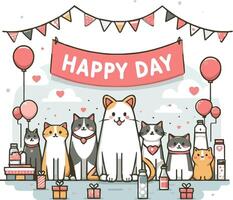 Cat Day Event Art Illustration vector