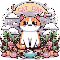 Cat Day Event Art Illustration vector
