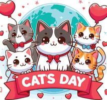Cat Day Event Art Illustration vector