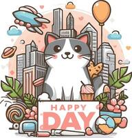 Cat Day Event Art Illustration vector