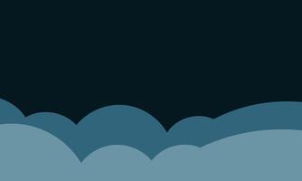 dark green sky with green clouds background. Border of clouds. Simple cartoon design. Flat style illustration. vector