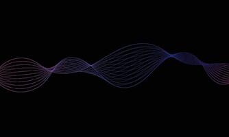 Dark abstract background with glowing wave. Shiny moving lines design element. Modern purple blue gradient flowing wave lines. Futuristic technology concept. illustration vector