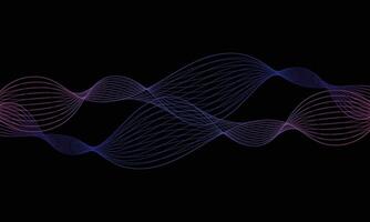 Dark abstract background with glowing wave. Shiny moving lines design element. Modern purple blue gradient flowing wave lines. Futuristic technology concept. illustration vector