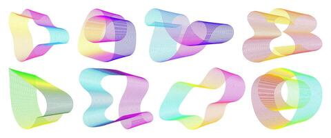 Abstract flowing wavy lines circle ring with neon rainbow gradient color. Digital round frequency track and voice equalizer. elegant and blend design element vector