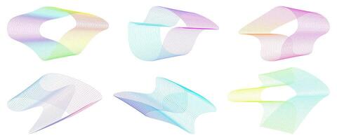 Abstract flowing wavy lines circle ring with neon rainbow gradient color. Digital round frequency track and voice equalizer. elegant and blend design element vector