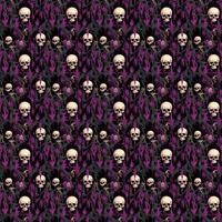 Skulls and bones arranged in a continuous pattern over a dark, gothic, and unsettling backdrop. vector