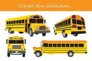 school bus collection. school bus in different poses vector