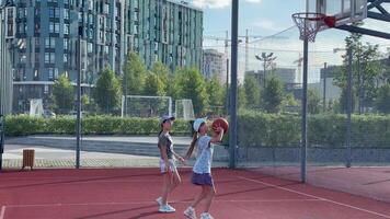 Girls play Street Basketball in the summer Street Basketball League video