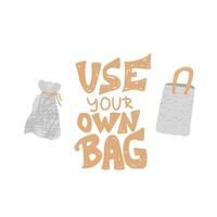 Plastic free concept with text and symbols. vector