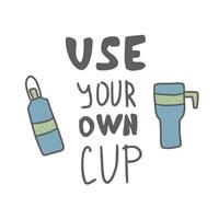 Plastic free concept with text and symbols. vector