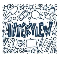 Interview design poster. text with signs. vector