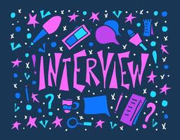 Interview design poster. text with signs. vector