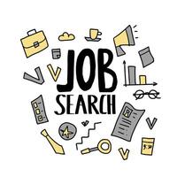 Job search concept. design text and signs. vector