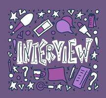 Interview design poster. text with signs. vector