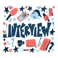 Interview design poster. text with signs. vector