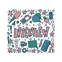 Interview design poster. text with signs. vector