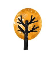 Set of autumn colored trees on isolated background. Children's s vector