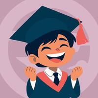 child in graduation cap and gown vector